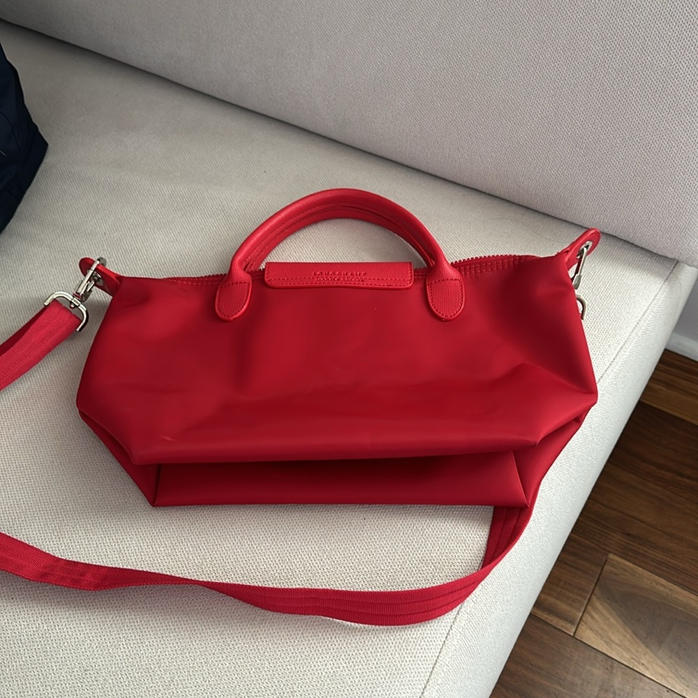 LONGCHAMP MODELE DEPOSE RED NYLON MEDIUM BAG WITH SHOULDER CROSSBODY STRAP - Picture 7 of 14